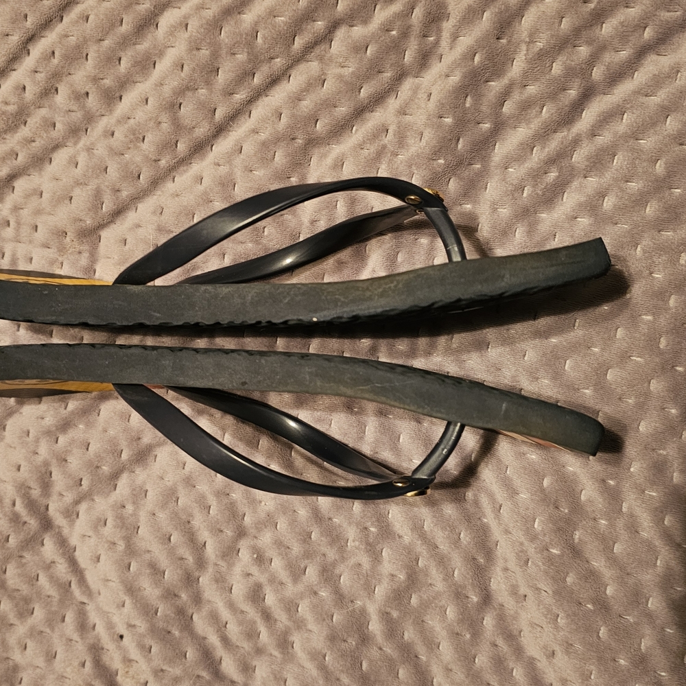 Tory Burch Striped Flip Flops Size 9 Navy - Picture 3 of 8